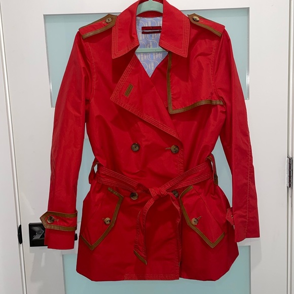 ❤️AS NEW❣️EUC❣️CAROLINA HERRERA❣️CH Short Rain Jacket. Genuine Leather trim. - Picture 1 of 13